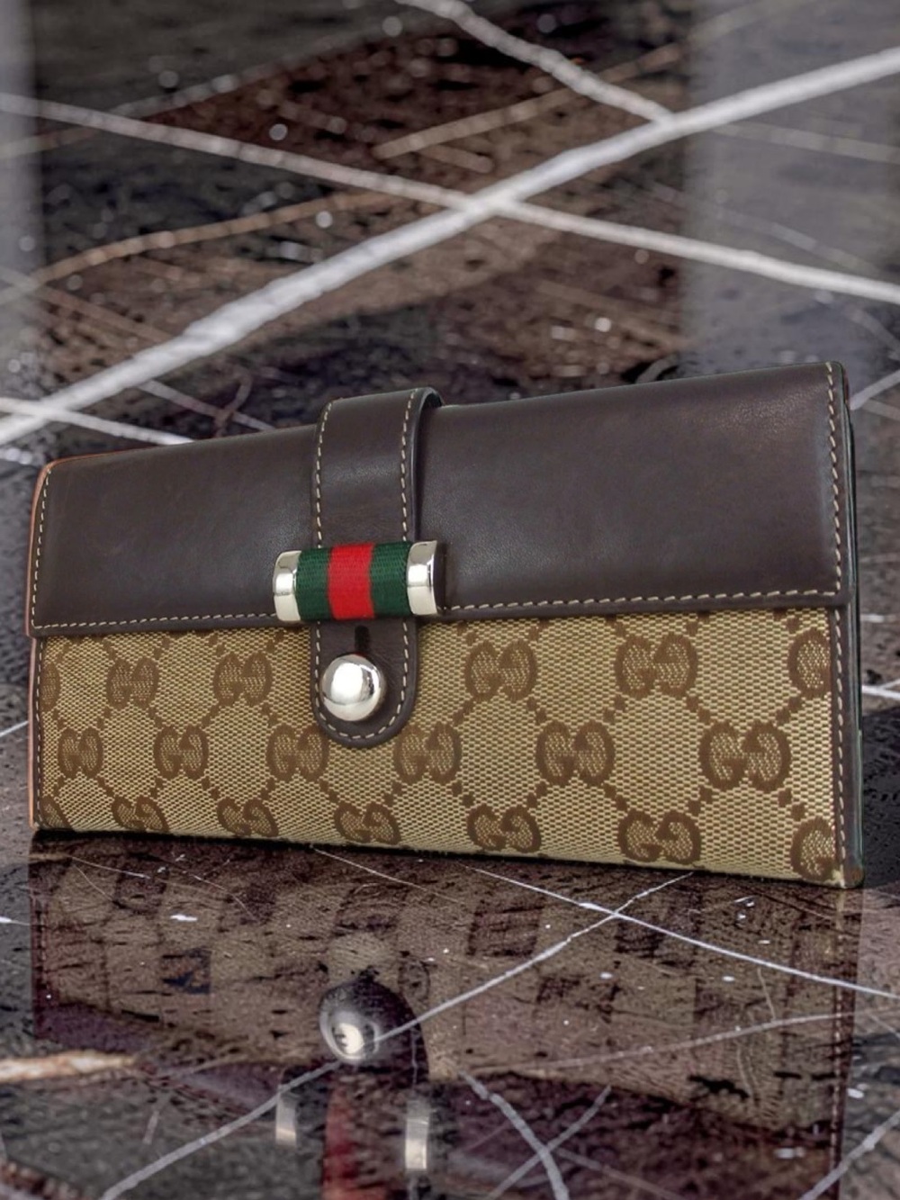 GUCCI Sherry Line Canvas/Leather Continental Wallet πβ€οΈβπ₯ - Picture 2 of 14